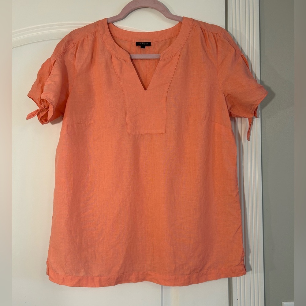 Talbots 100%‎ Linen Salmon Top